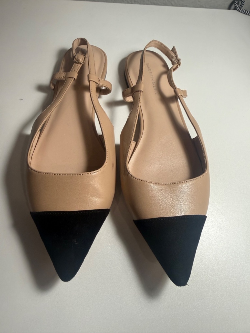 Saks fifth Avenue Leather Colorblock Pattern Slingback Flats - Picture 3 of 10